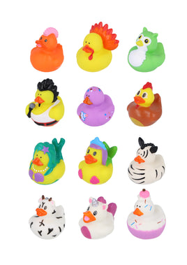 12 Mini  Rubber Ducks - Assorted Designs - Set A